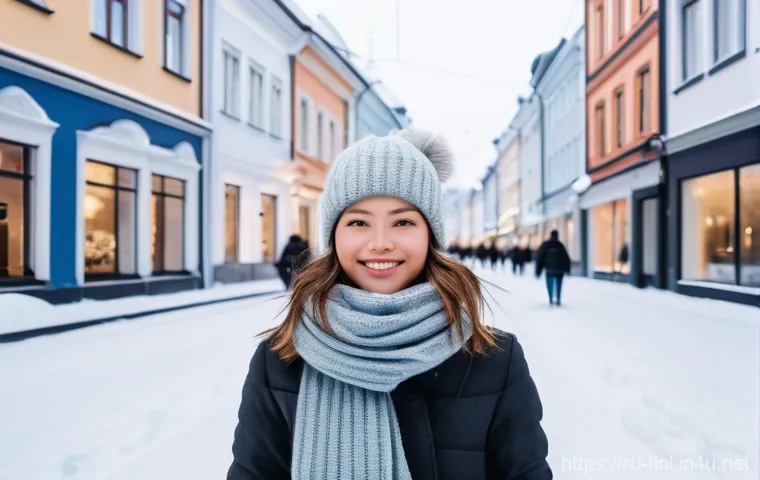 핀란드에서 외국인 차별 여부 - **Prompt:** A visually stunning wide-angle shot of a newcomer, a young woman in her late 20s, standi...