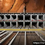 Home 21 핀란드 세계 최초 고준위 방사성 폐기물 처리장 - A highly detailed cross-sectional illustration of a deep geological repository for radioactive waste...